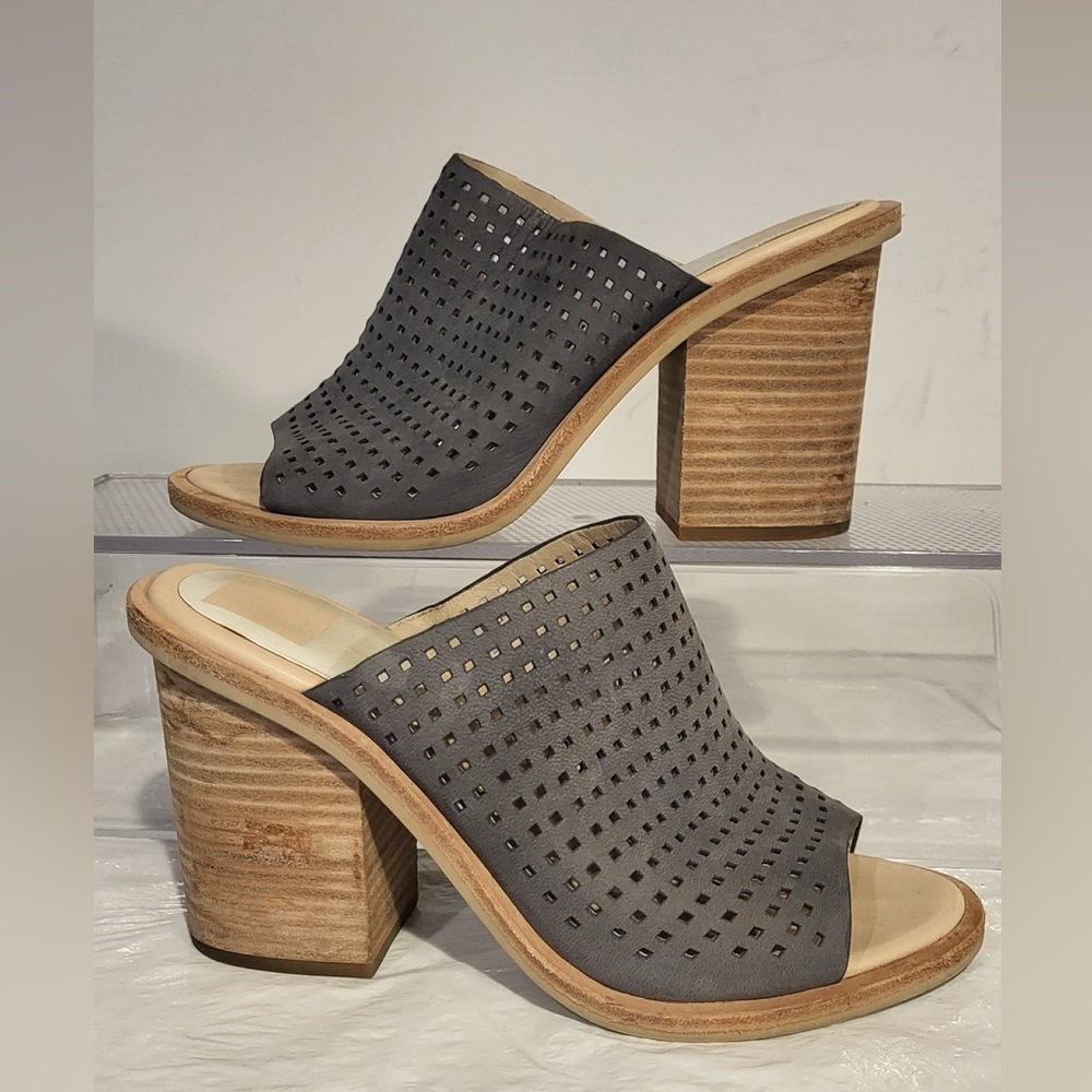 🧧PRICE DROP....DOLCE VITA grey perforated suede leather mules